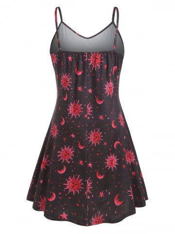 

Plus Size Sun Stars Moon Cami Dress, Rose red
