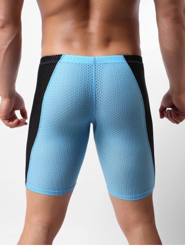 

Color Spliced Breathable Swimming Trunks, Day sky blue
