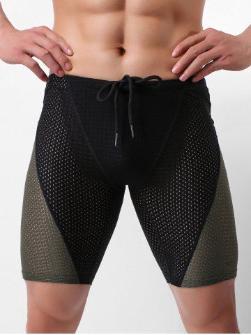 

Color Spliced Breathable Swimming Trunks, Black
