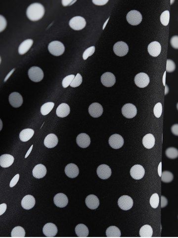 

Vintage Buttons Polka Dot Piping Dress, Black