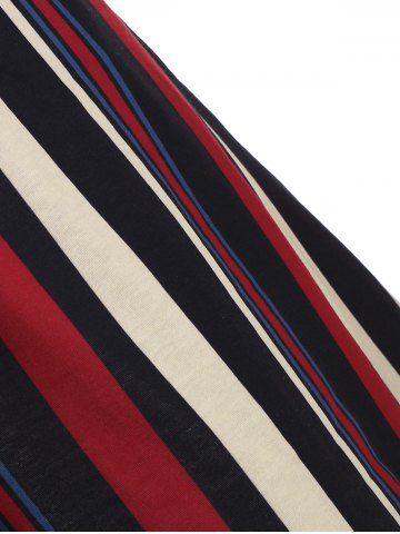 

Stripes Seam Pockets Sleeveless Plus Size Dress, Red
