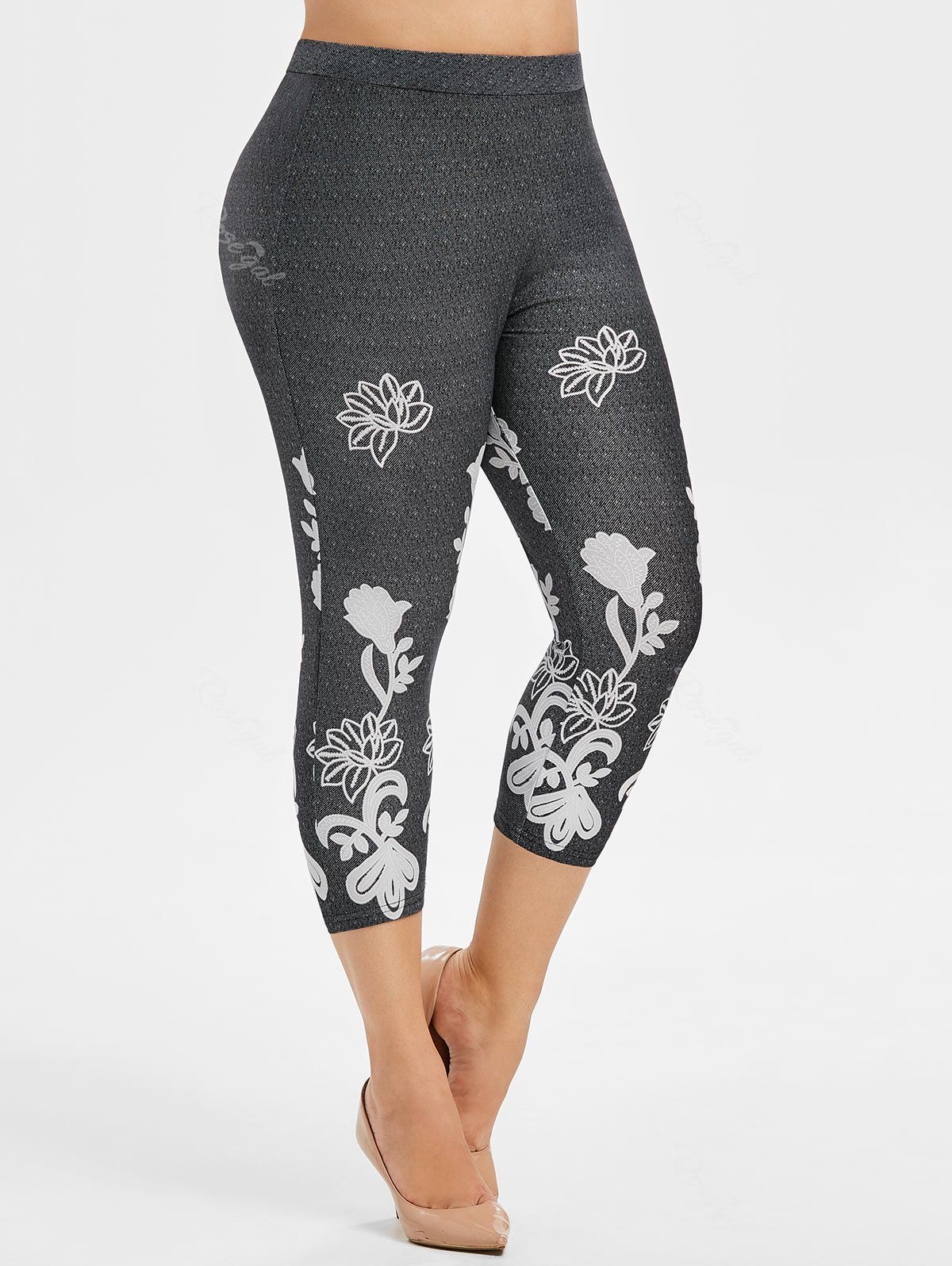 

Plus Size Space Dye Capri Leggings, Carbon gray