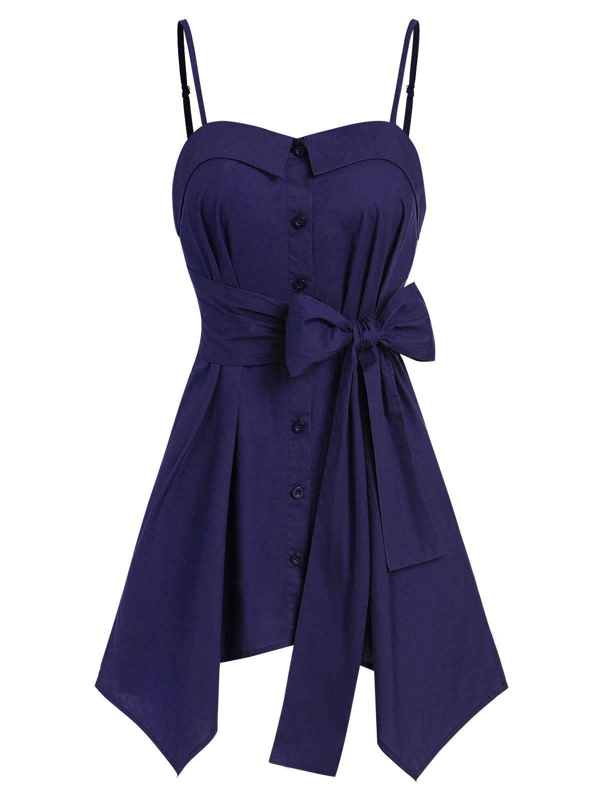 

Cami Asymmetrical Bowknot Tank Top, Deep blue