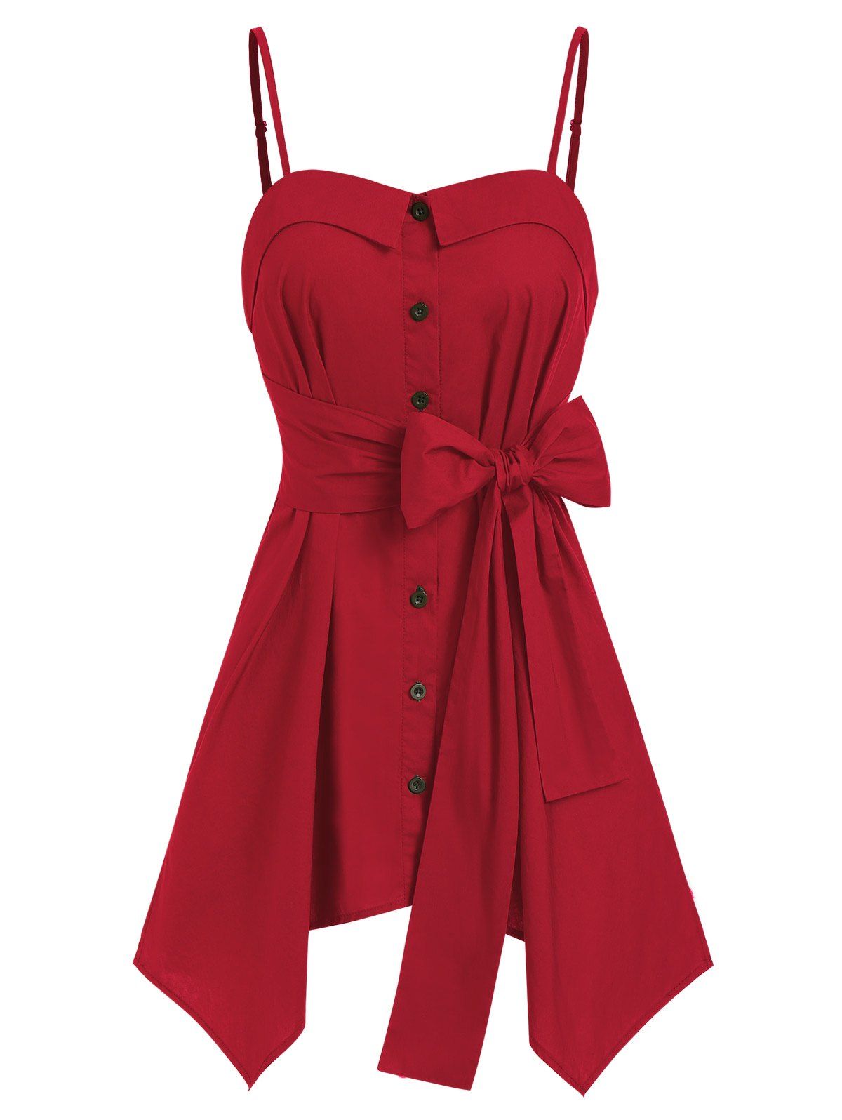 

Cami Asymmetrical Bowknot Tank Top, Ruby red