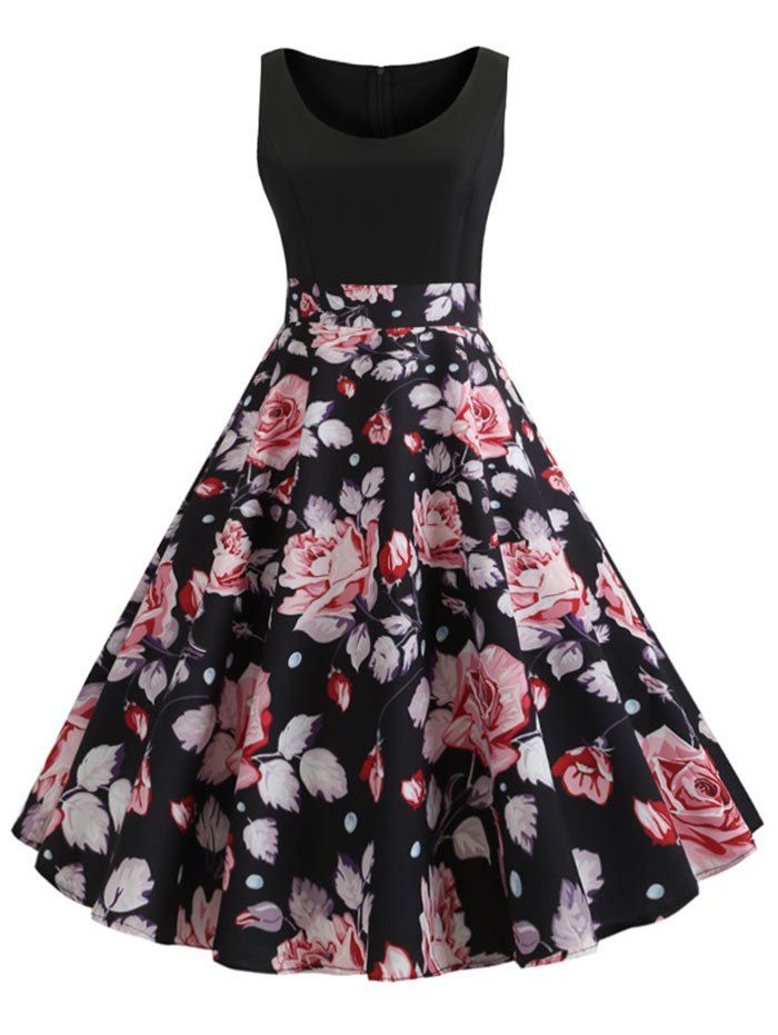 

Floral Sleeveless Prom Dress, Multi-d