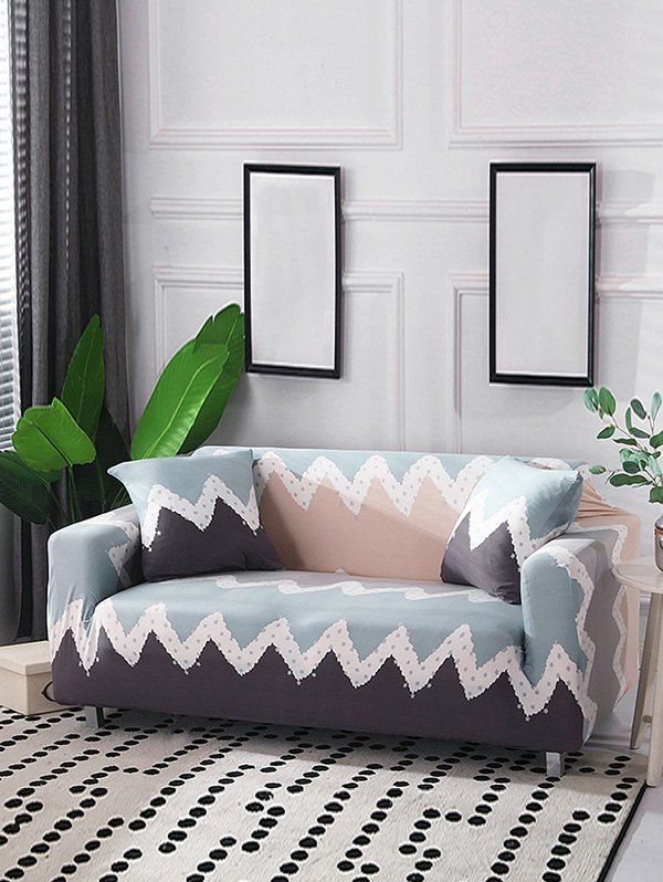 44 Off Color Block Zig Zag Print Fitted Couch Cover Rosegal