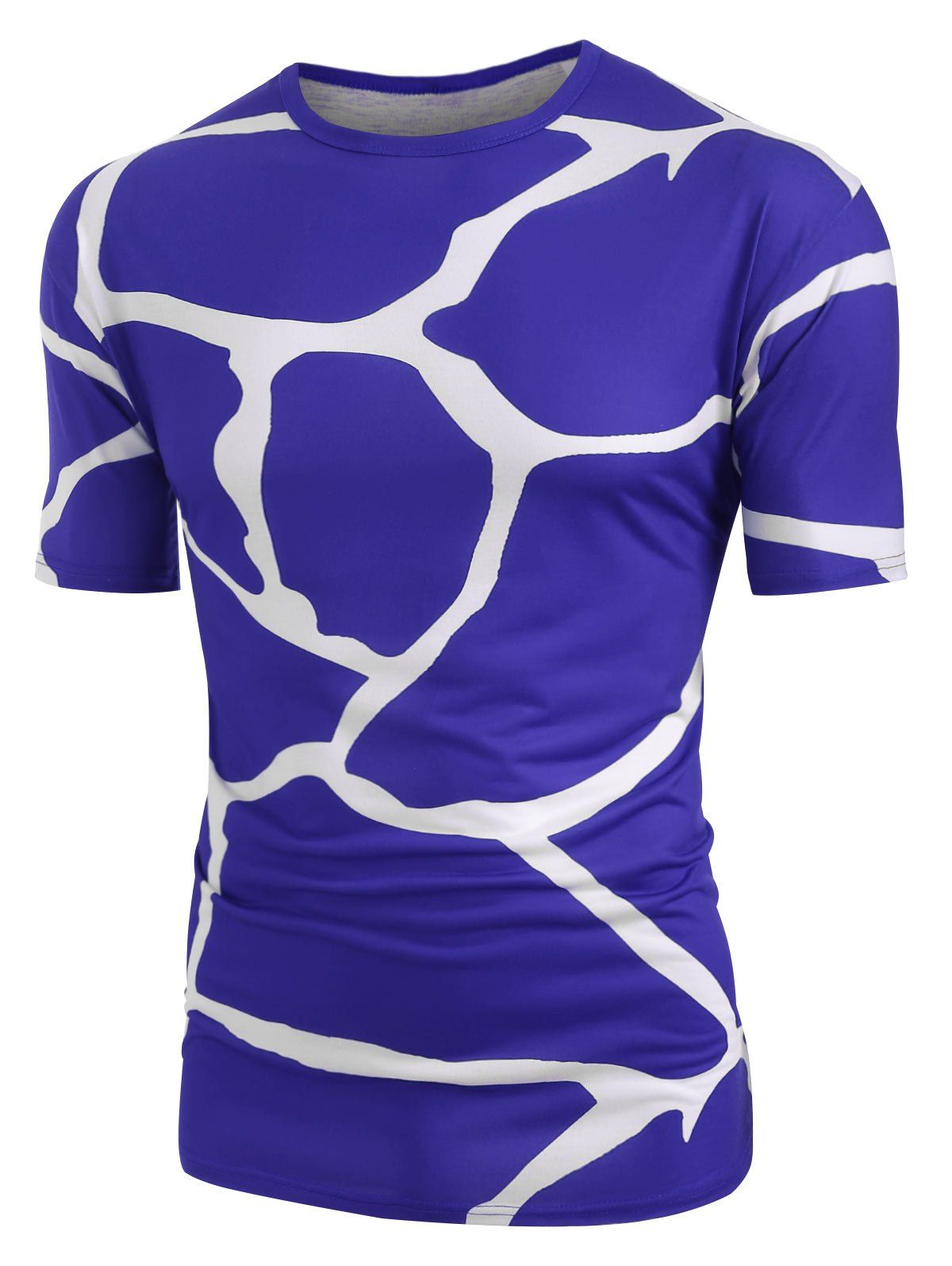 

Print Short Sleeves Casual T-shirt, Blue