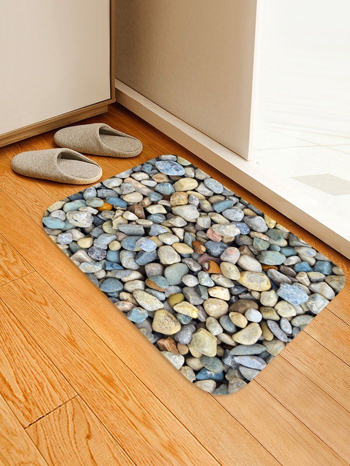 

Stones Gravel 3D Print Floor Rug, Light khaki