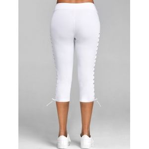 

Lace Up Capri Leggings, White