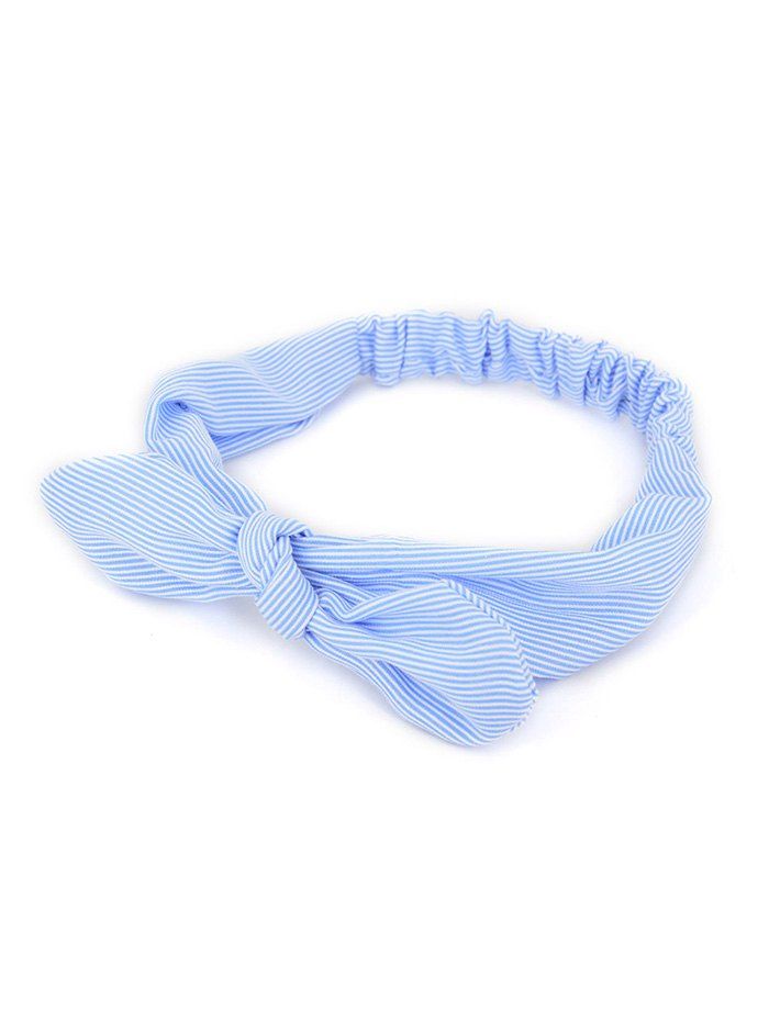 

Bow Striped Stretchy Headband, Baby blue