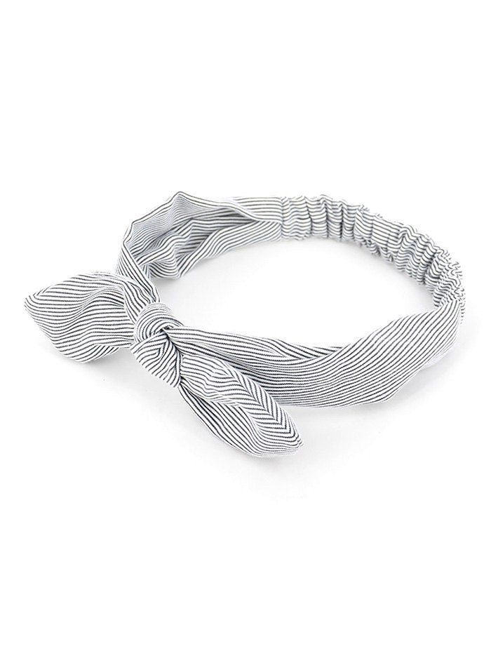 

Bow Striped Stretchy Headband, Black