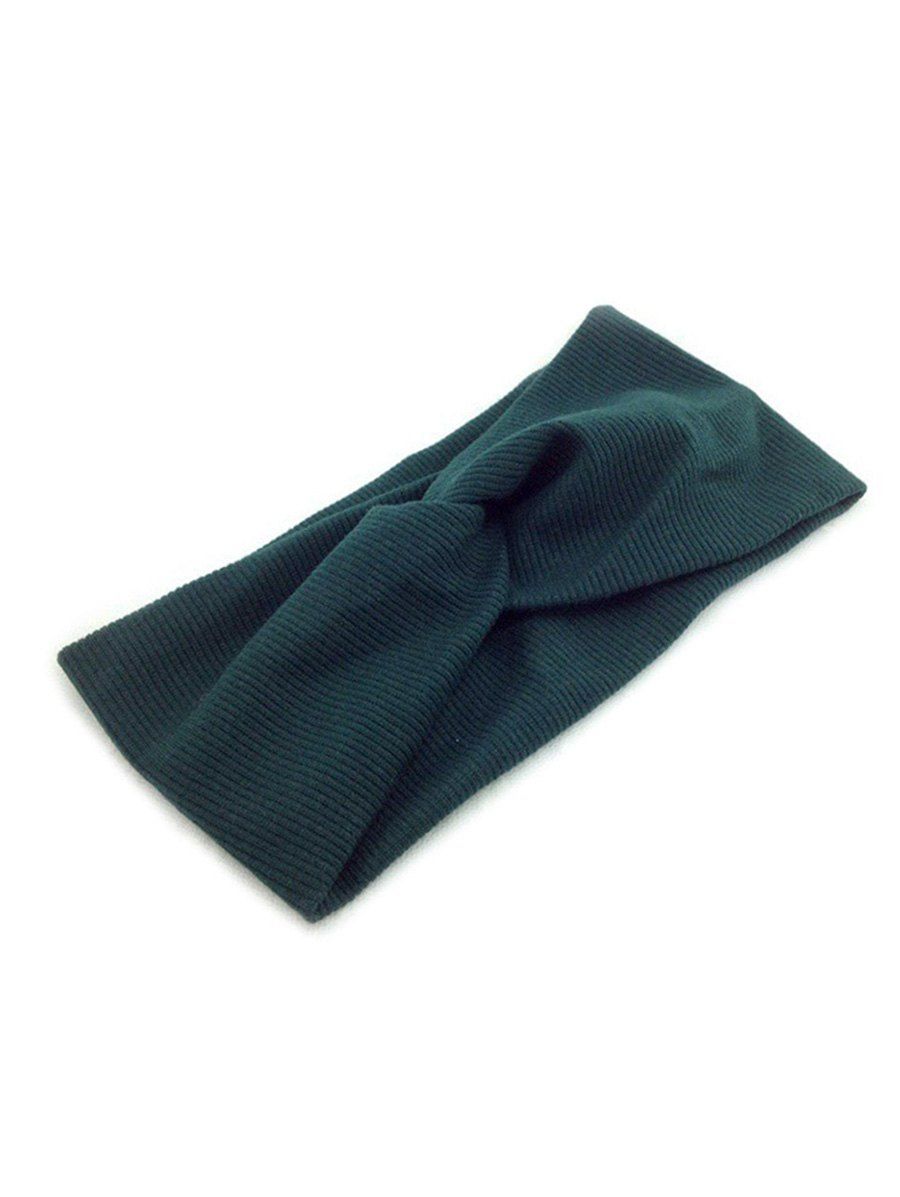 

Solid Color Cross Design Headband, Greenish blue