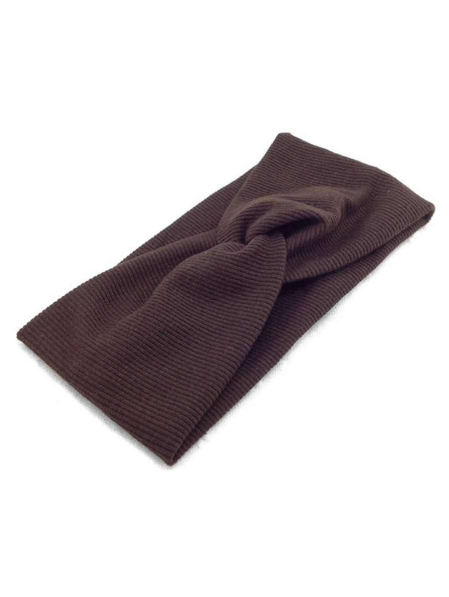 

Solid Color Cross Design Headband, Coffee