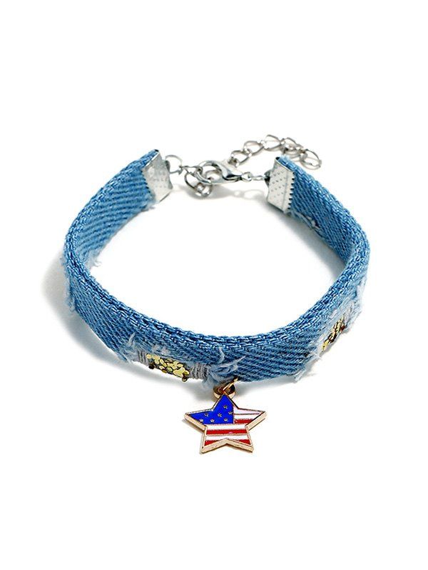 

Jeans American Flag Pattern Star Pendant Bracelet, Multi-a