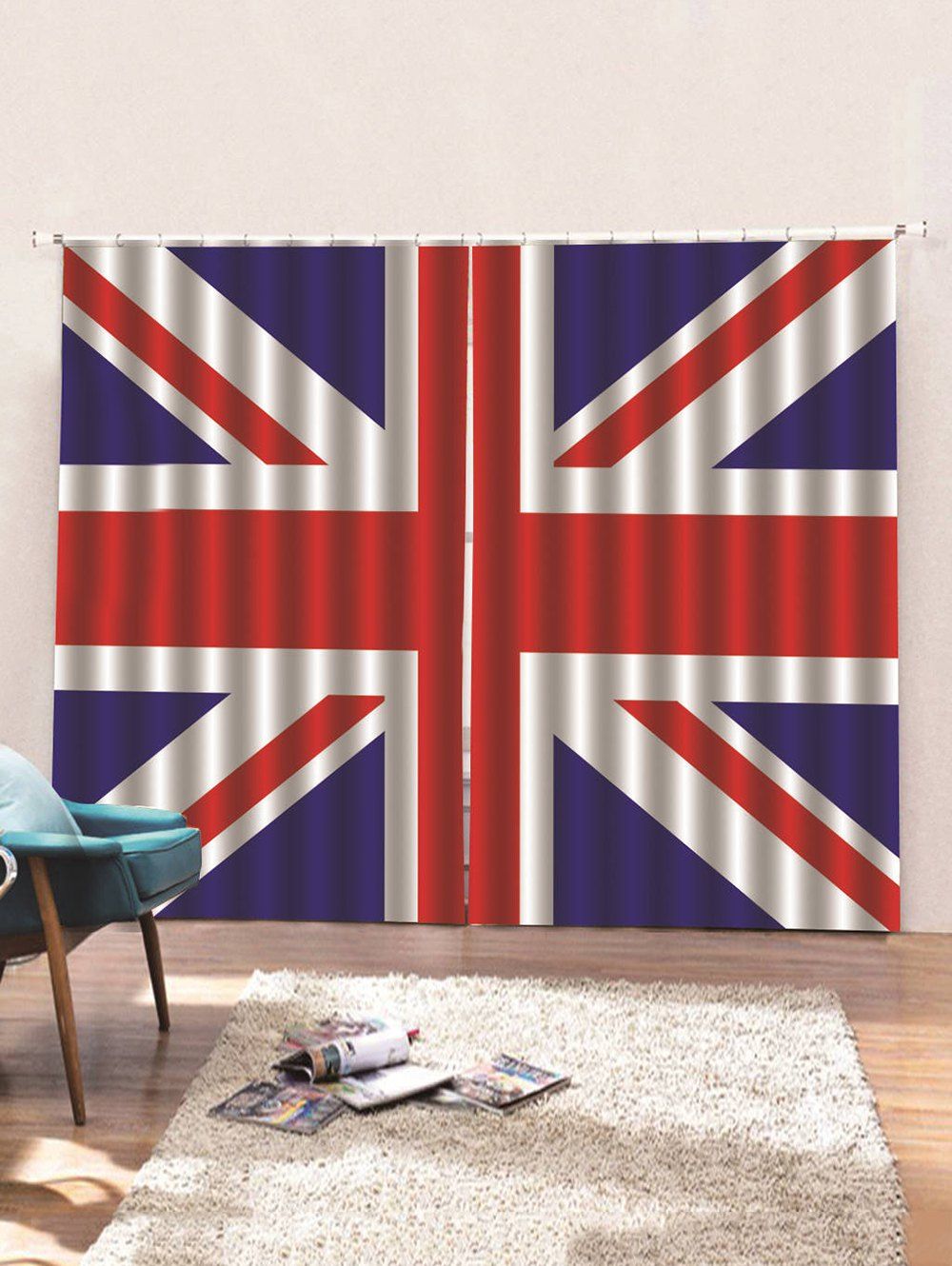 [25 OFF] 2PCS Union Jack Pattern Window Curtains Rosegal