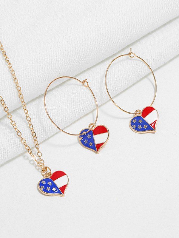 

American Flag Necklace and Earrings, Multi-b