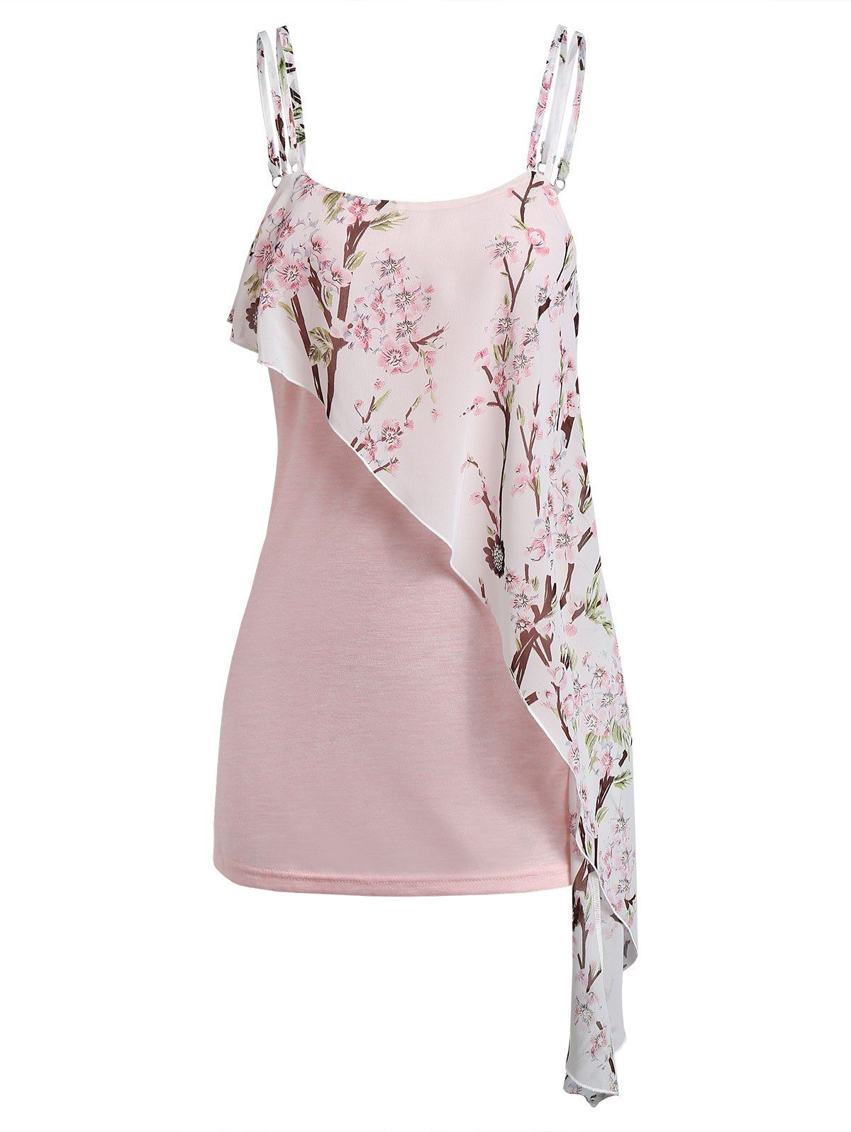 

Cami Floral Print Tiered Tank Top, Pink