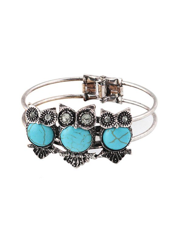 

Bohemian Owl Turquoise Cuff Bracelet, Silver