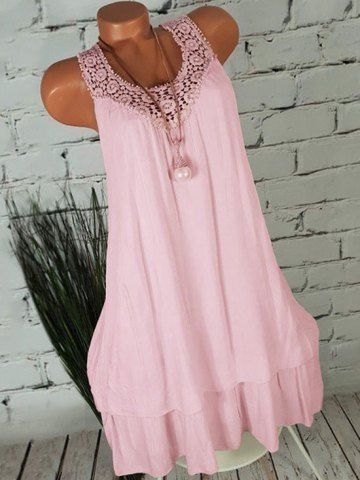 

Plus Size Crochet Racerback Dress, Pink