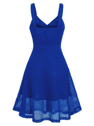 

Plunge Fishnet A Line Dress, Blueberry blue