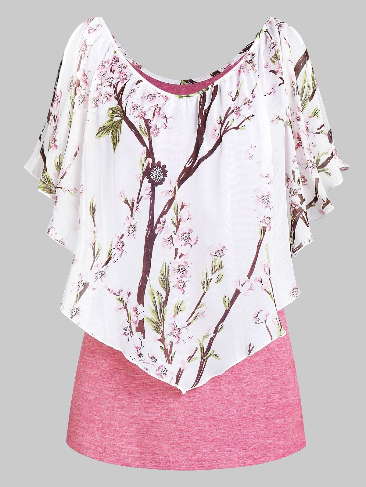 

Scoop Collar Printed T Shirt, Bean red