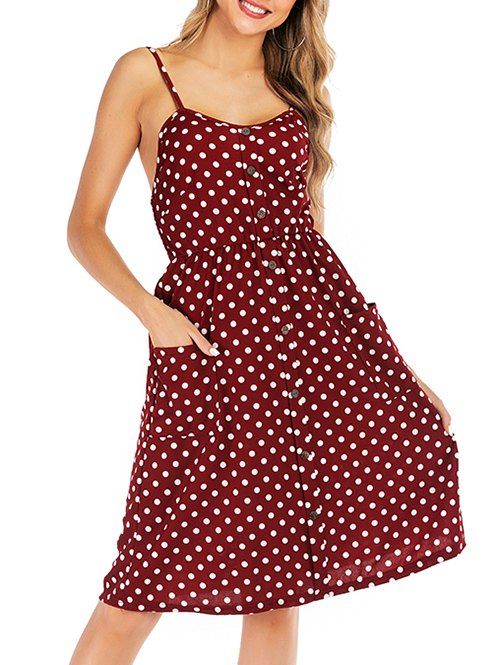 

A Line Printed Smocked Back Cami Dress, Red wine