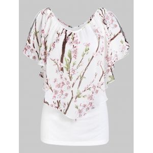 

Scoop Collar Printed T Shirt, Milk white