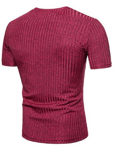 

V-Neck Design Solid Color Casual T-shirt, Rose red