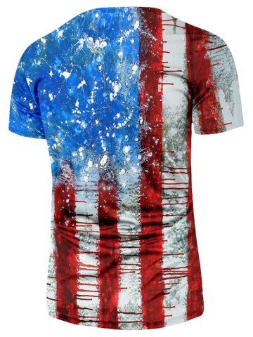 

Retro Stripes Flag Print Short Sleeves T-shirt, Multi