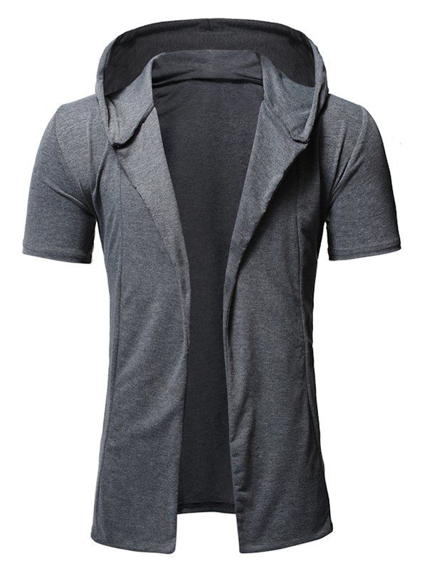 

Solid Color Design Hooded Leisure T-shirt, Gray