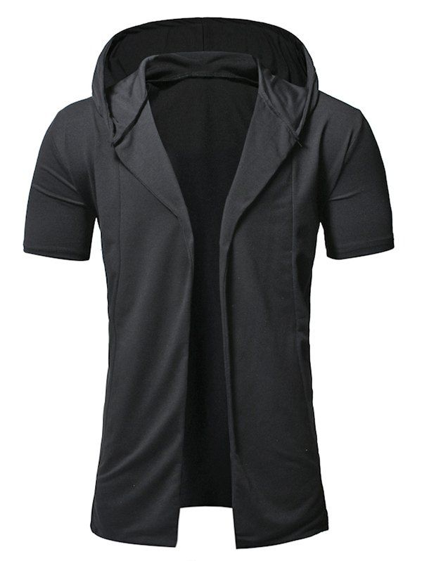 

Solid Color Design Hooded Leisure T-shirt, Black