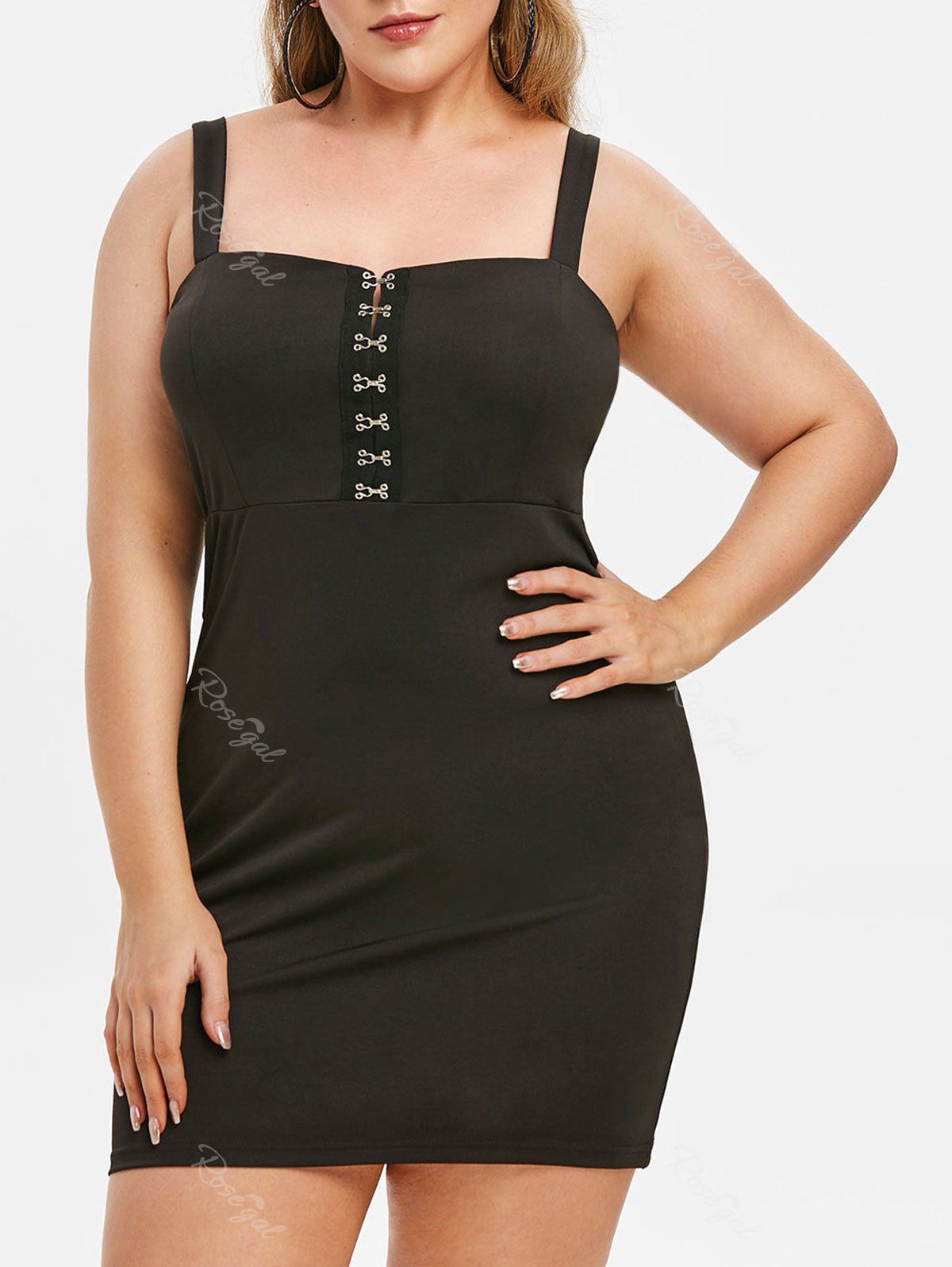 

Plus Size Hook and Eye Tight Mini Dress, Black