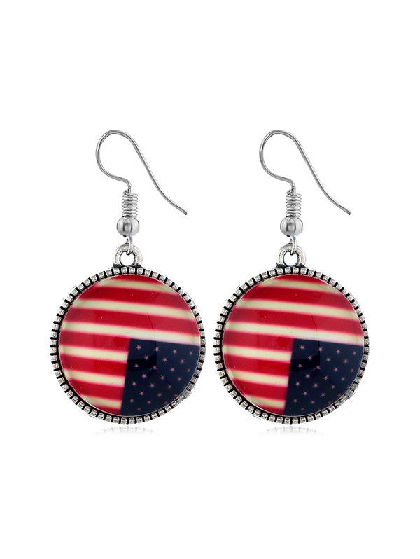 

Flag Pattern Round Drop Earrings, Multi-a