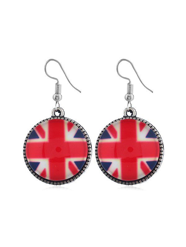 

Flag Pattern Round Drop Earrings, Multi-b