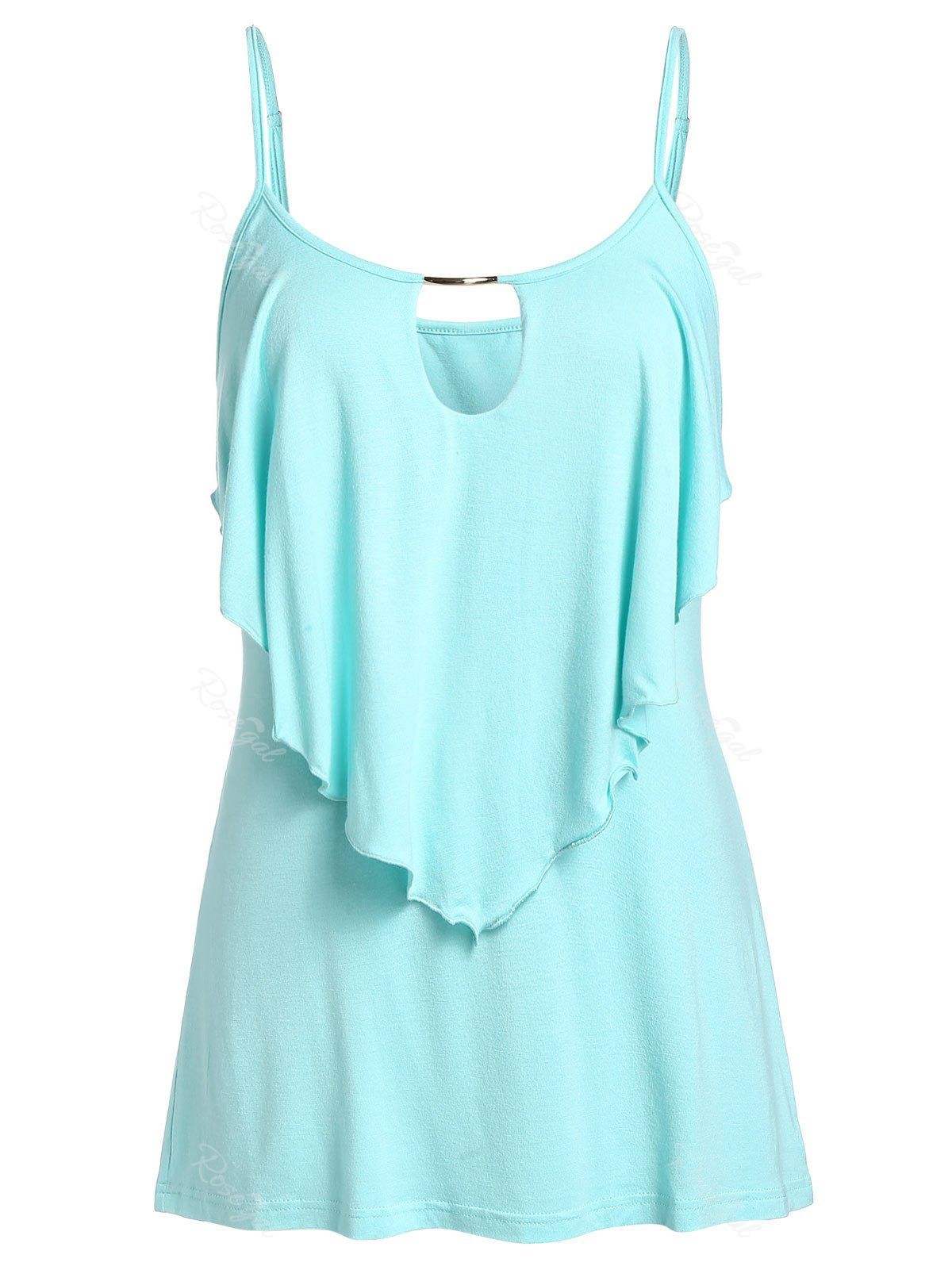 

Plus Size Overlay Cut Out Slip Top, Medium turquoise