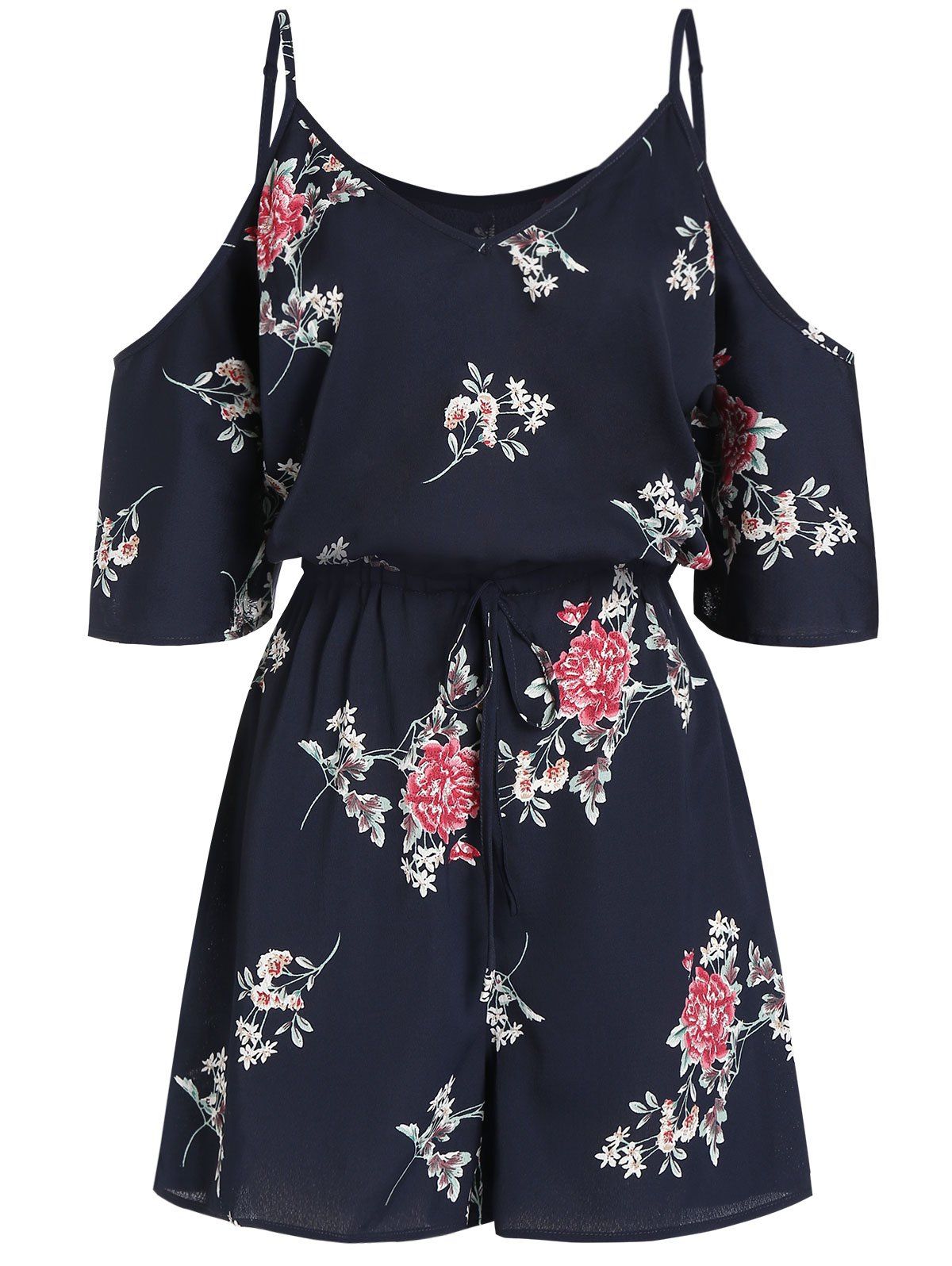 

Cami Cold Shoulder Floral Print Tie Dress, Black