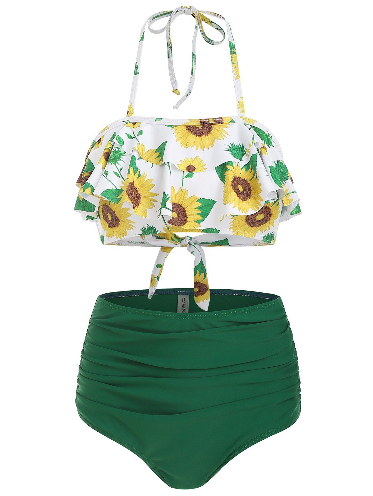 

Sunflower Overlay Halter Bikini Swimsuit, Medium sea green