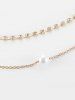 Faux Pearl Rhinestone Layered Necklace -  