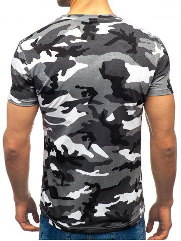 

Camouflage Print Crew Neck Tee, Light gray