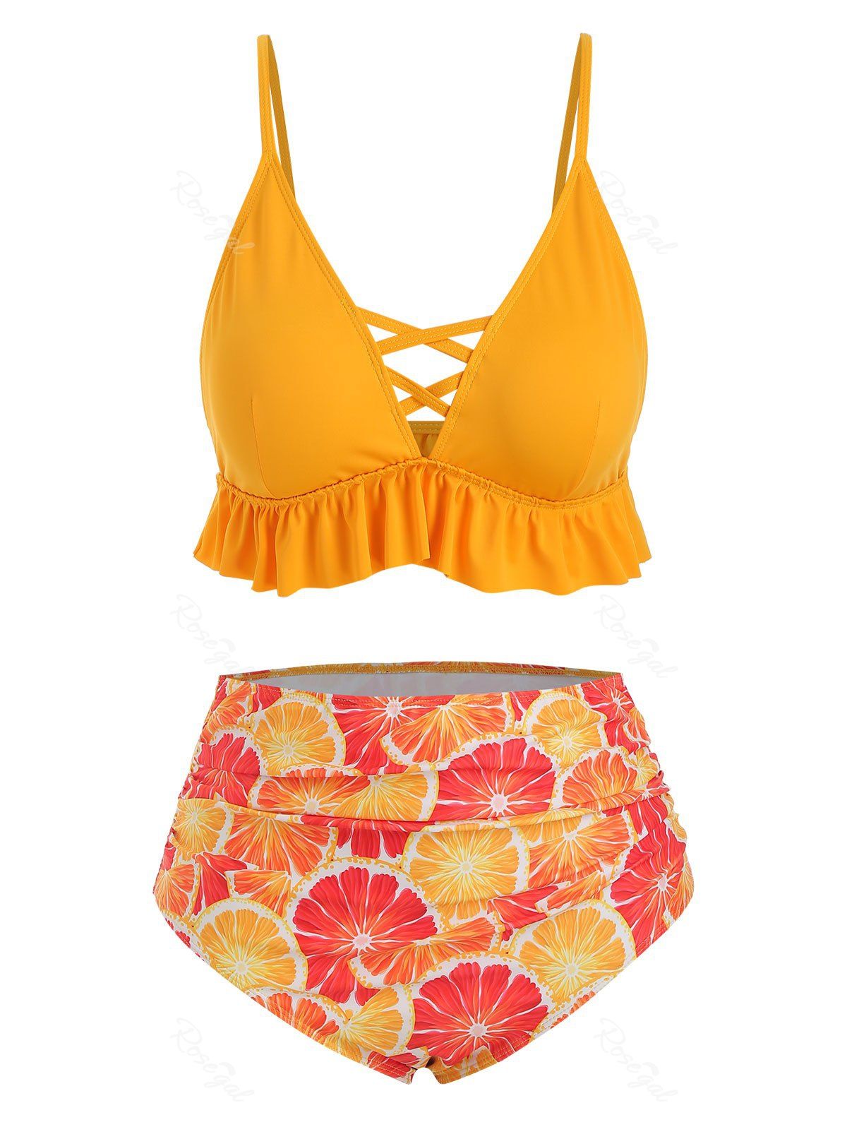 

Contrast Orange Ruffles Plus Size Bikini Swimsuit, Rubber ducky yellow