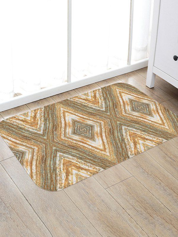 

Rhombus Marbling Print Floor Rug, Antique white