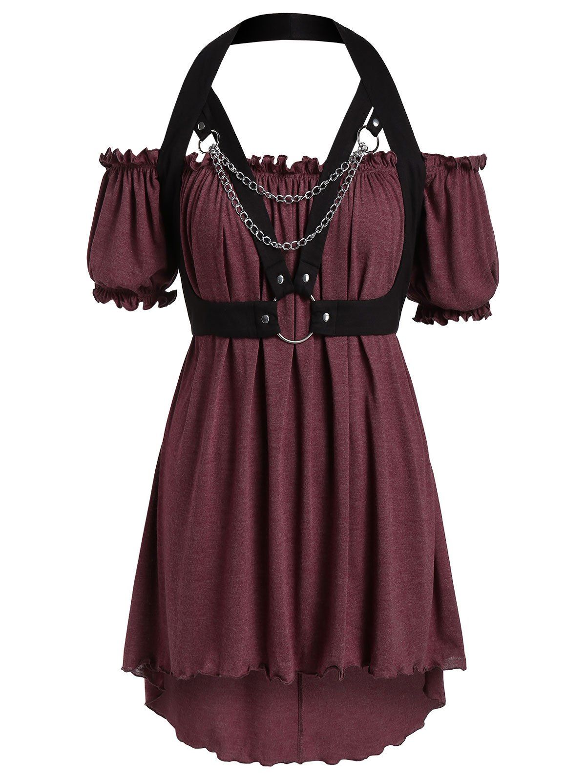 

Plus Size High Low Halter T Shirt, Lipstick pink