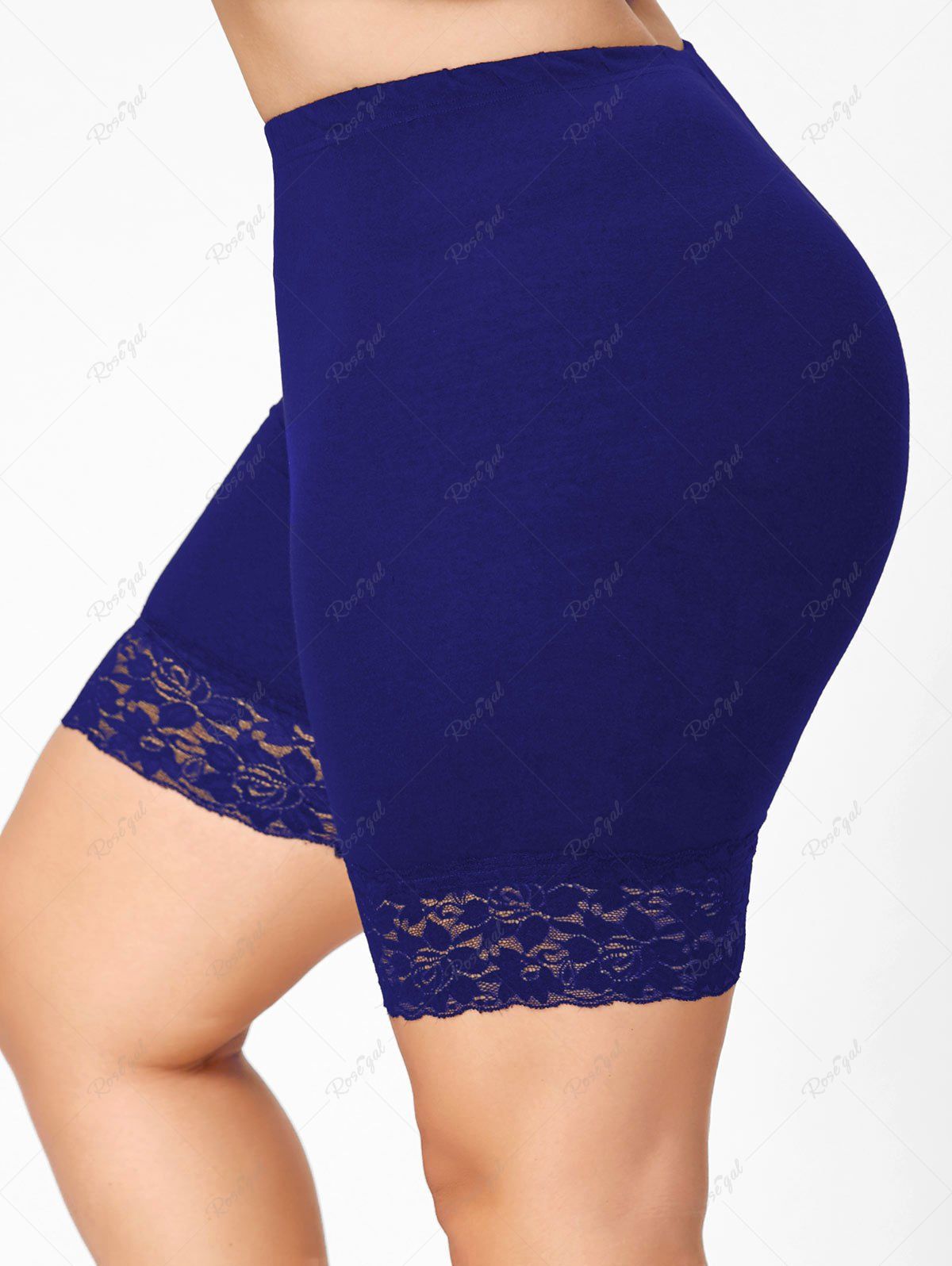 

Plus Size Lace Trim Short Leggings, Blue