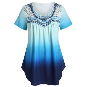 

Plus Size Printed Tunic Flare T Shirt, Multi