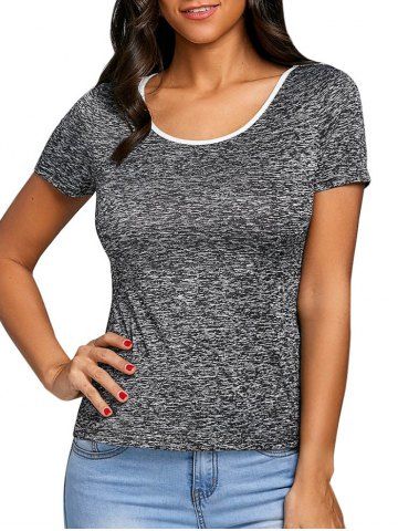 

Scoop Neck Bowknot Space Dye Tee, Gray