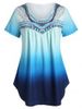 Plus Size Printed Tunic Flare T Shirt -  