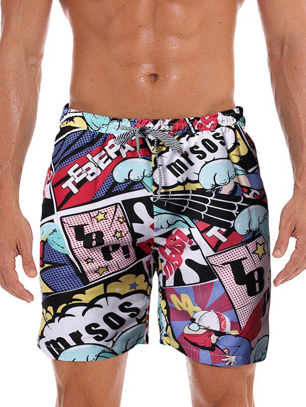 

Graphic Printed Leisure Board Shorts, Multi-d