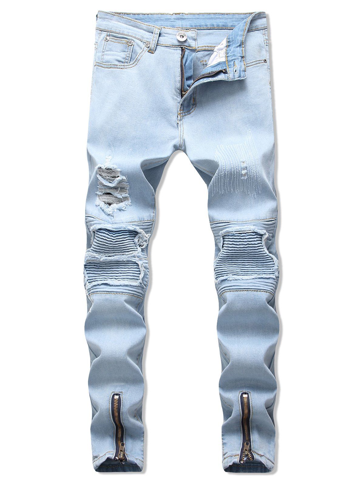 2019 drawstring striped zipper decorated slim pants