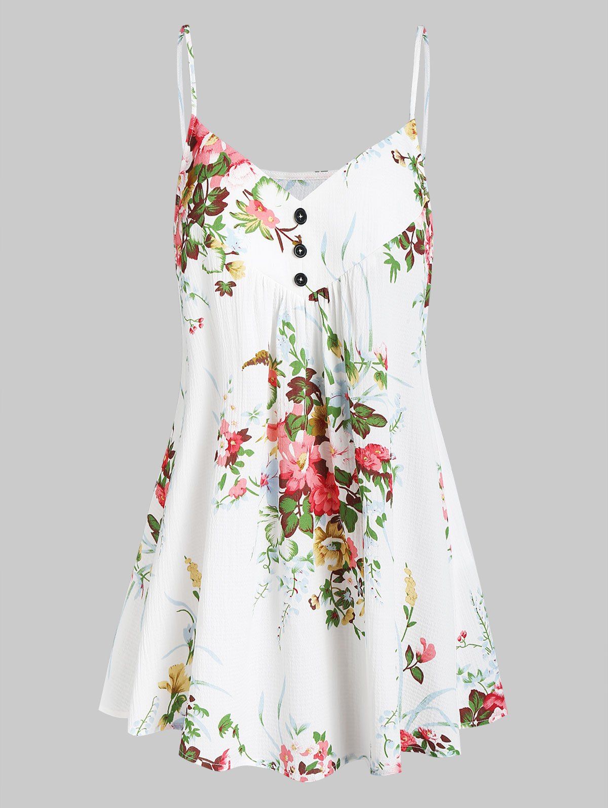 

Flower A Line Cami Top, White