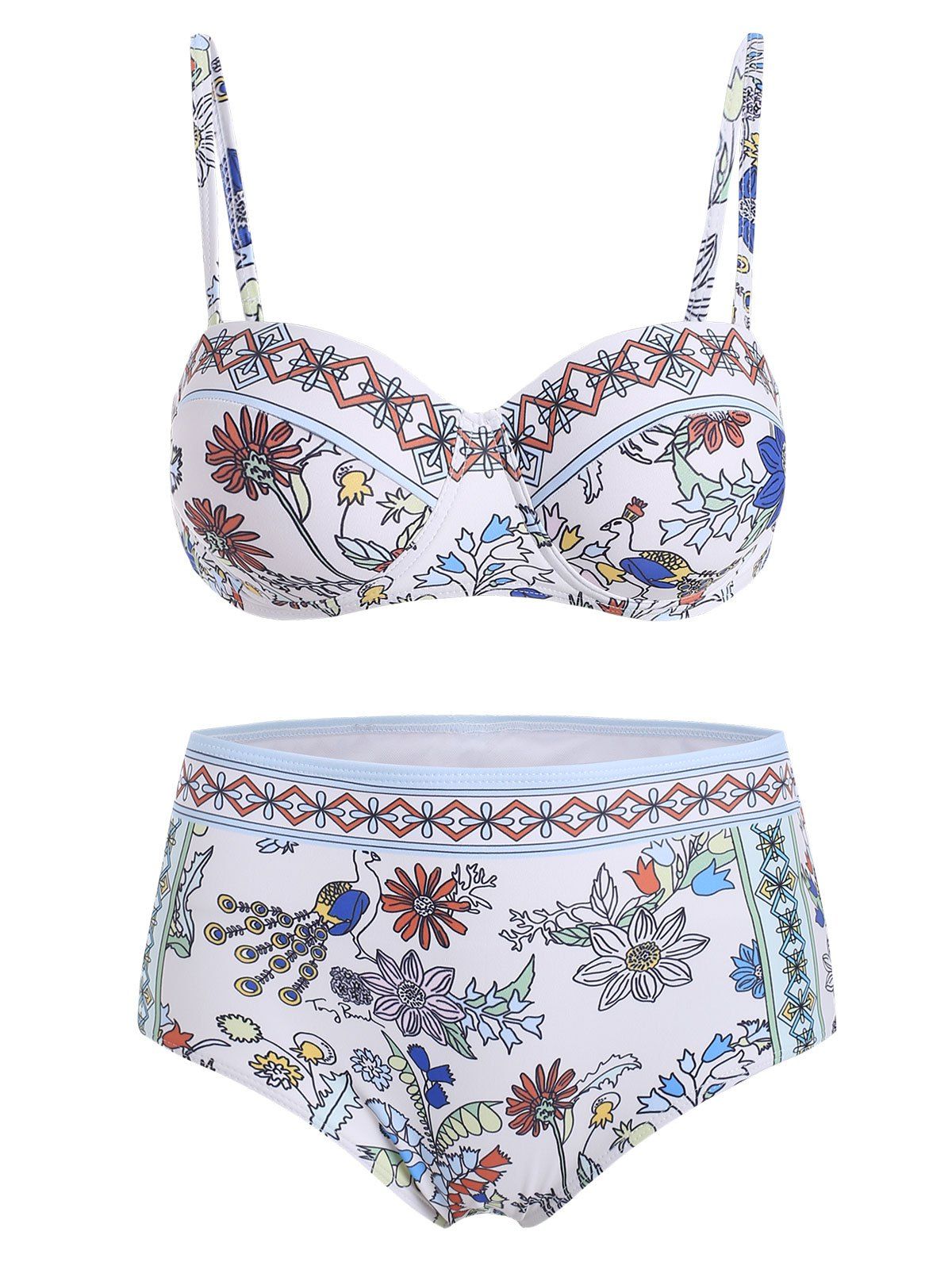

Plant Print Underwire Bikini Swimsuit, Multi